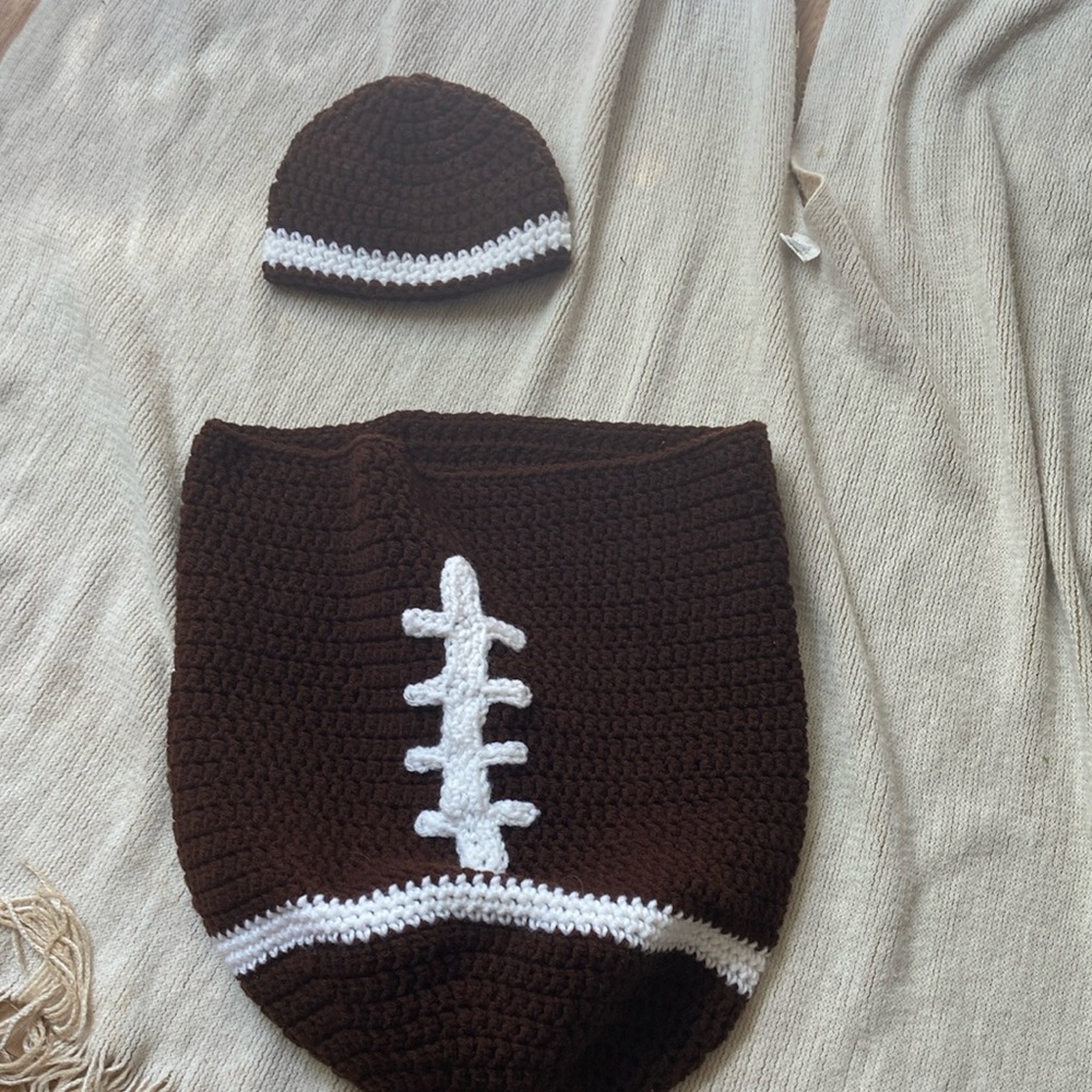 Football crochet baby bundle for photo shoot  new